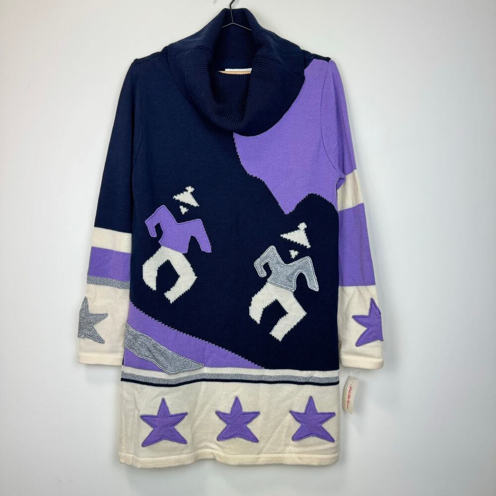 Vintage Crisca Wool Blend Ski Sweater Tunic Dress With Tag Saks Fifth Ave Sz 42